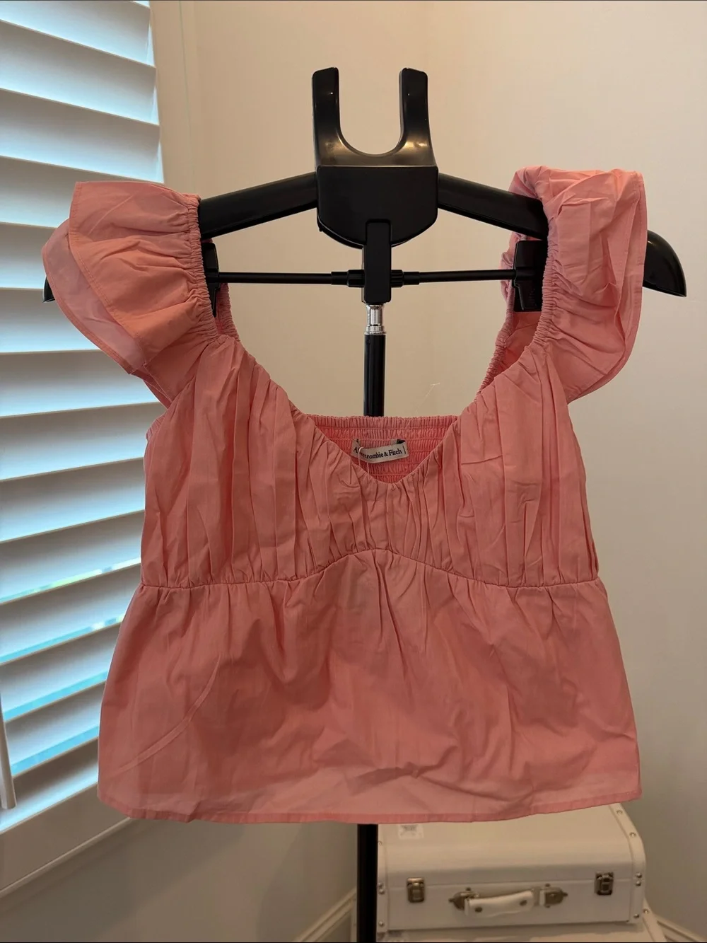 Abercrombie & Fitch Pink Puff Sleeve Cotton Top